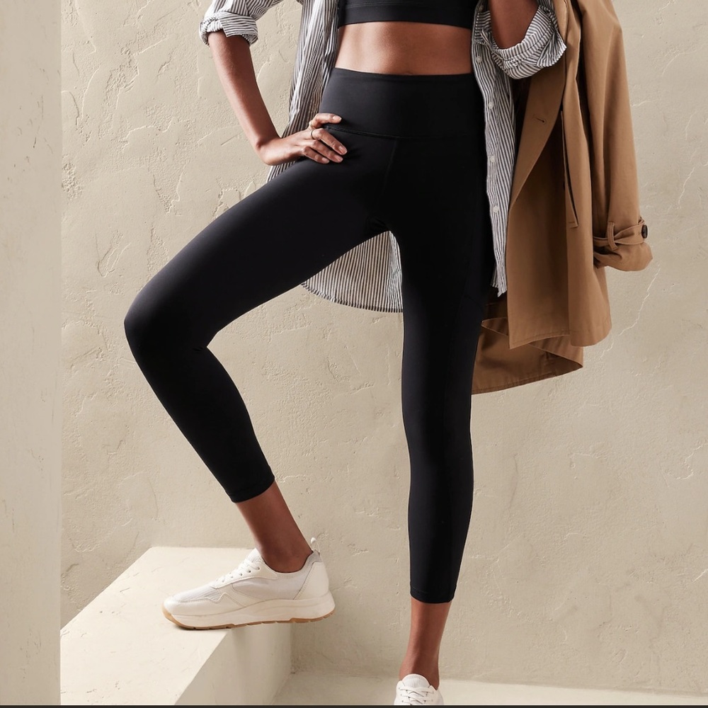Banana Republic High Rise Cropped Black Leggings NWT XXL